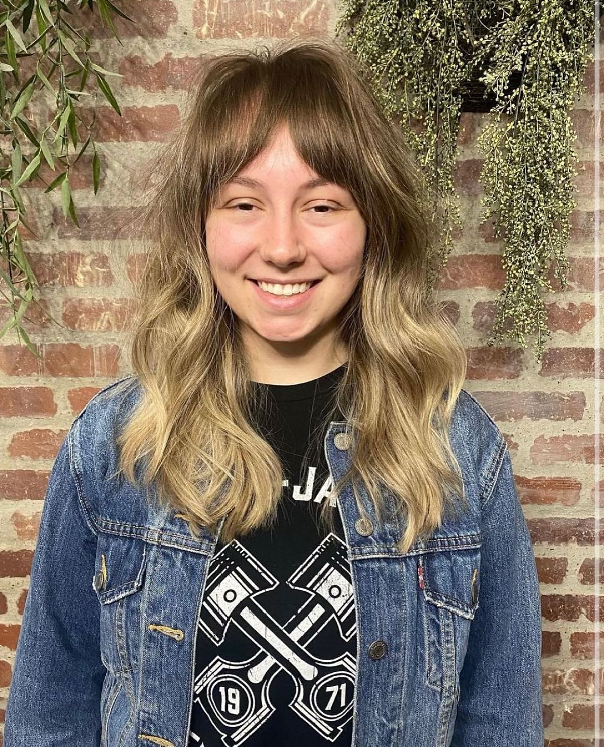 Bangs with Long Layers for a Center Part