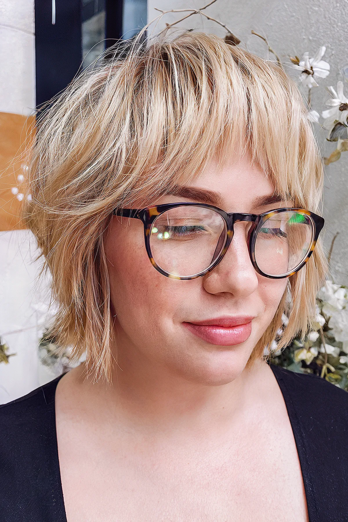 Bardot Bangs on a Very Short Shaggy Bob