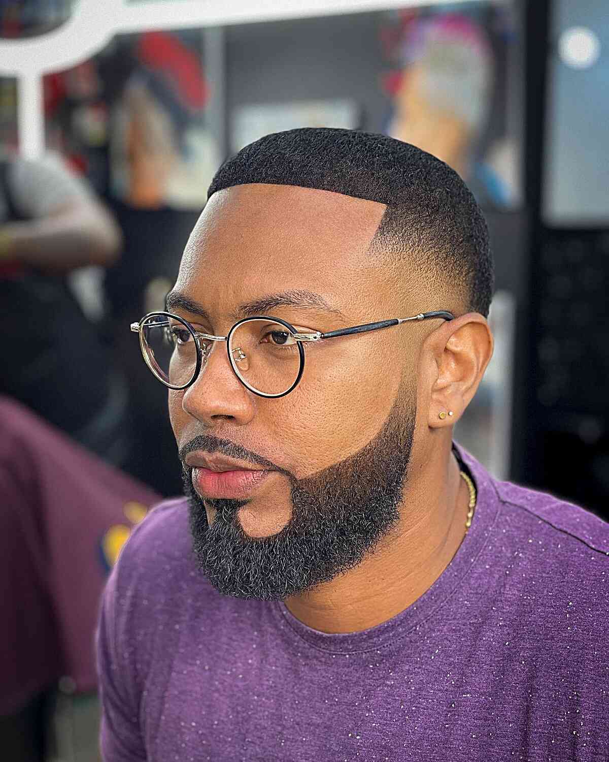 Beard Fade with a Crisp Line-Up for Black Men