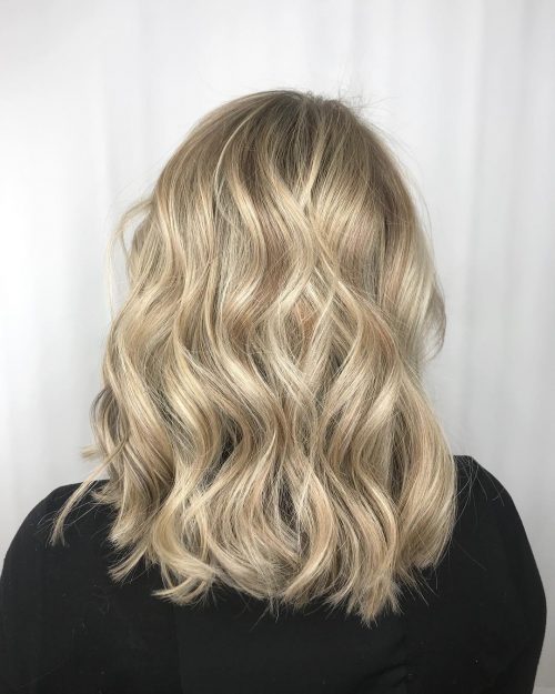 Beautiful Ashy Golden Blonde on Mid-Length Hair