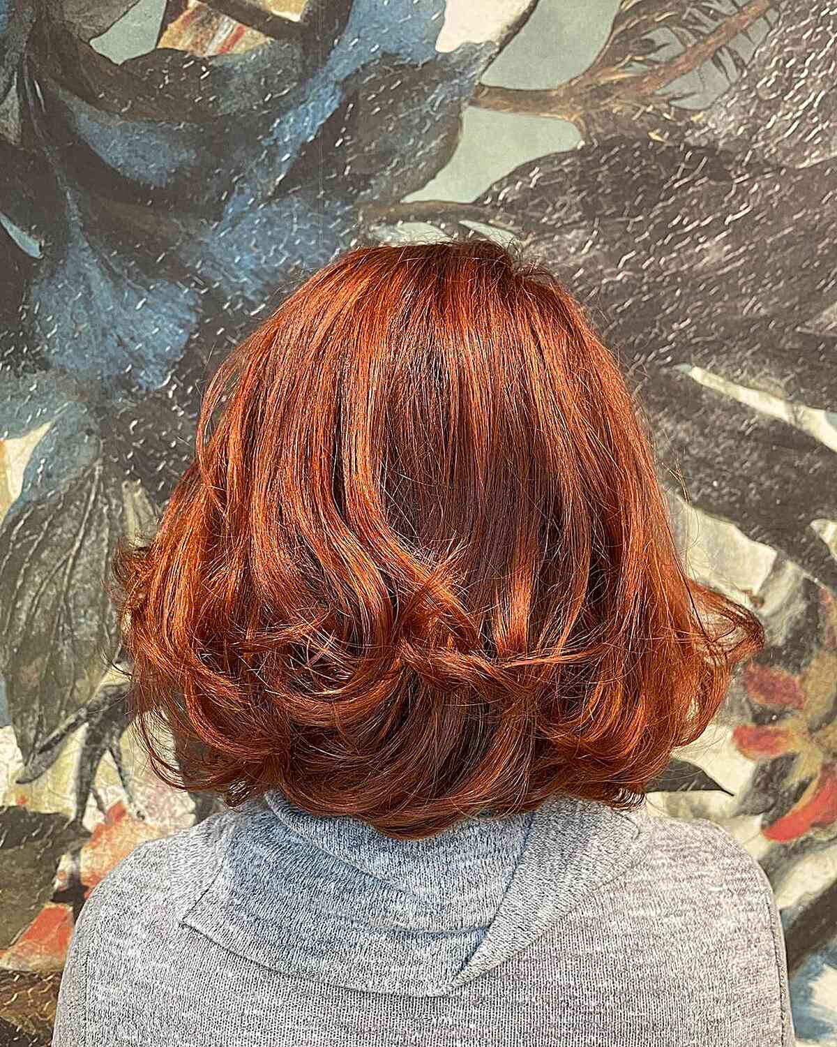 Beautiful auburn hue shoulder length hair