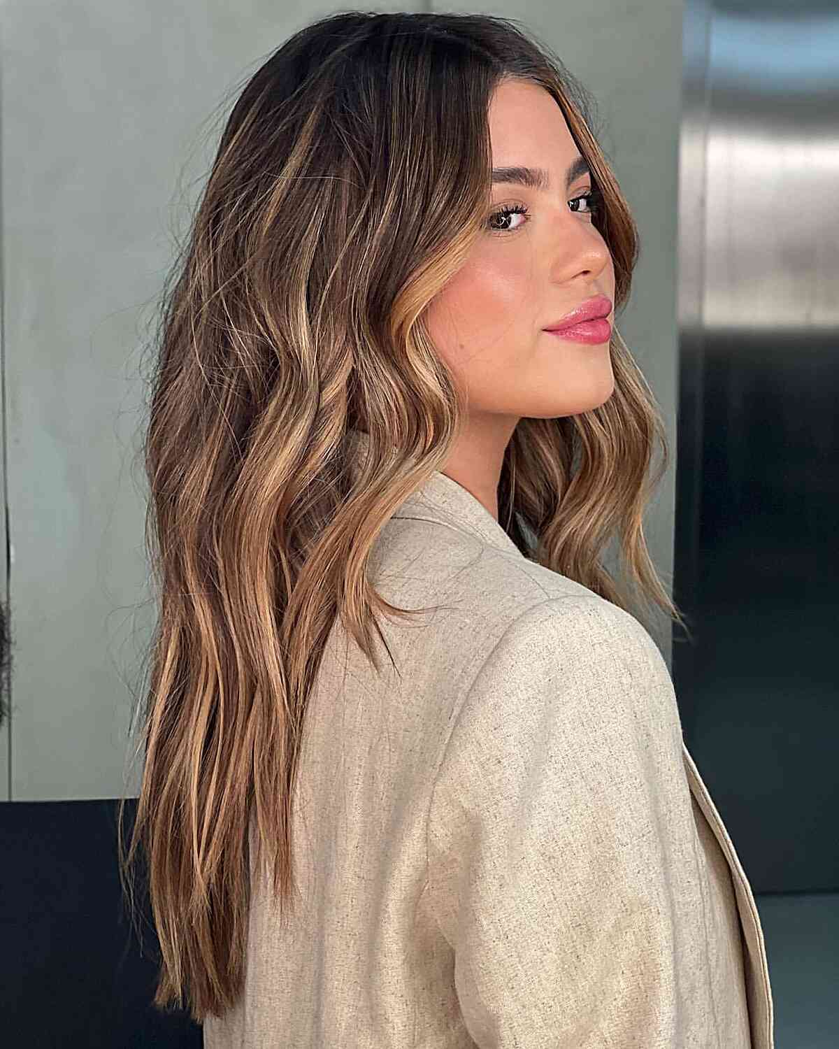 Gorgeous Honey Brown Balayage for Long Tresses