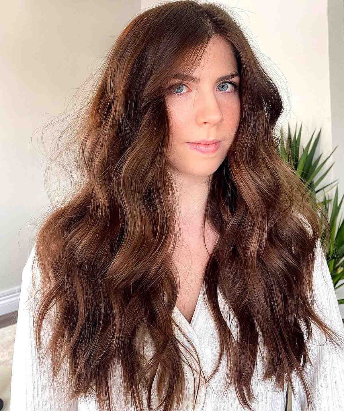 Beautiful Long Chocolate Brown Tresses with a Center Part