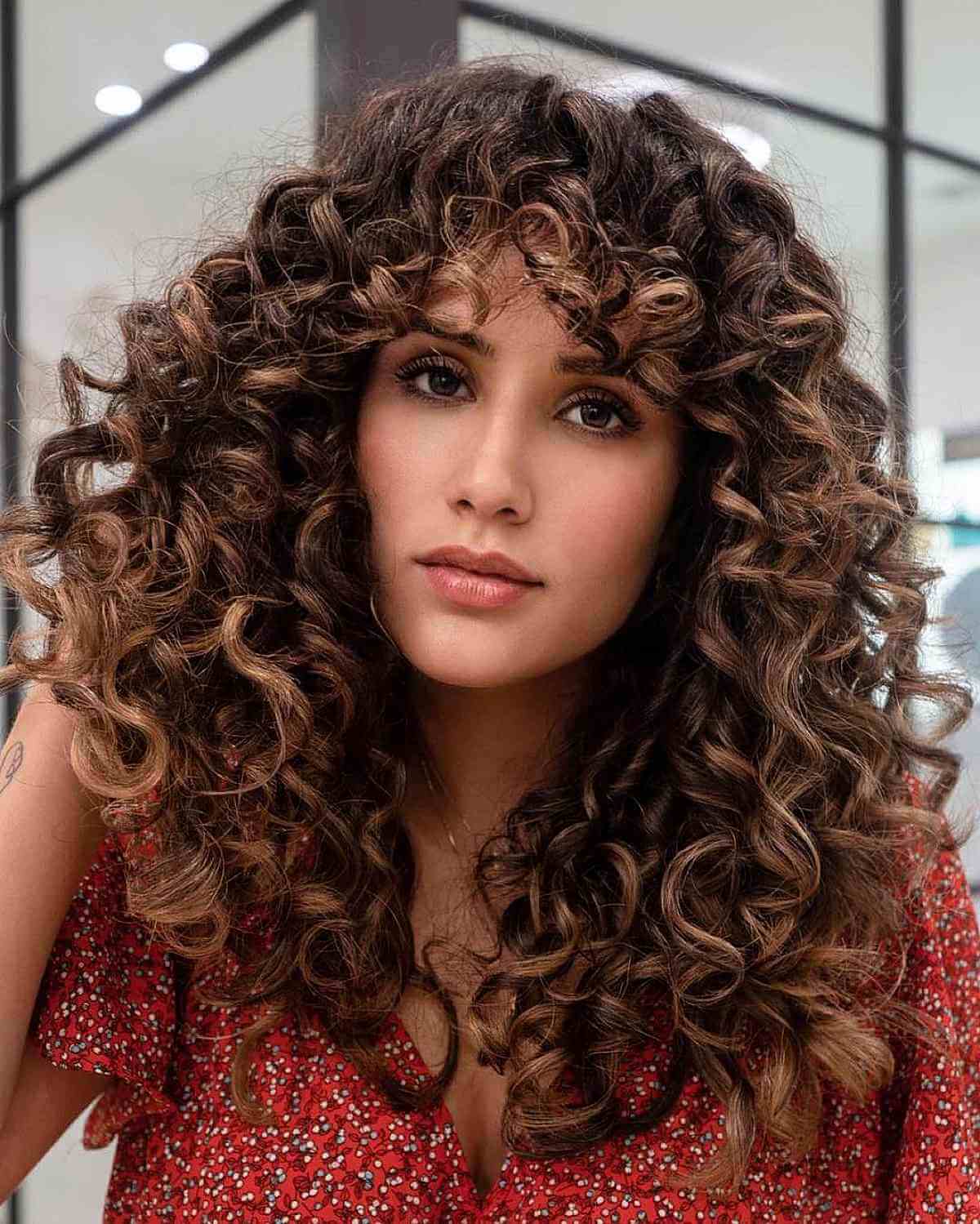 Beautiful Loose Curls with Bangs