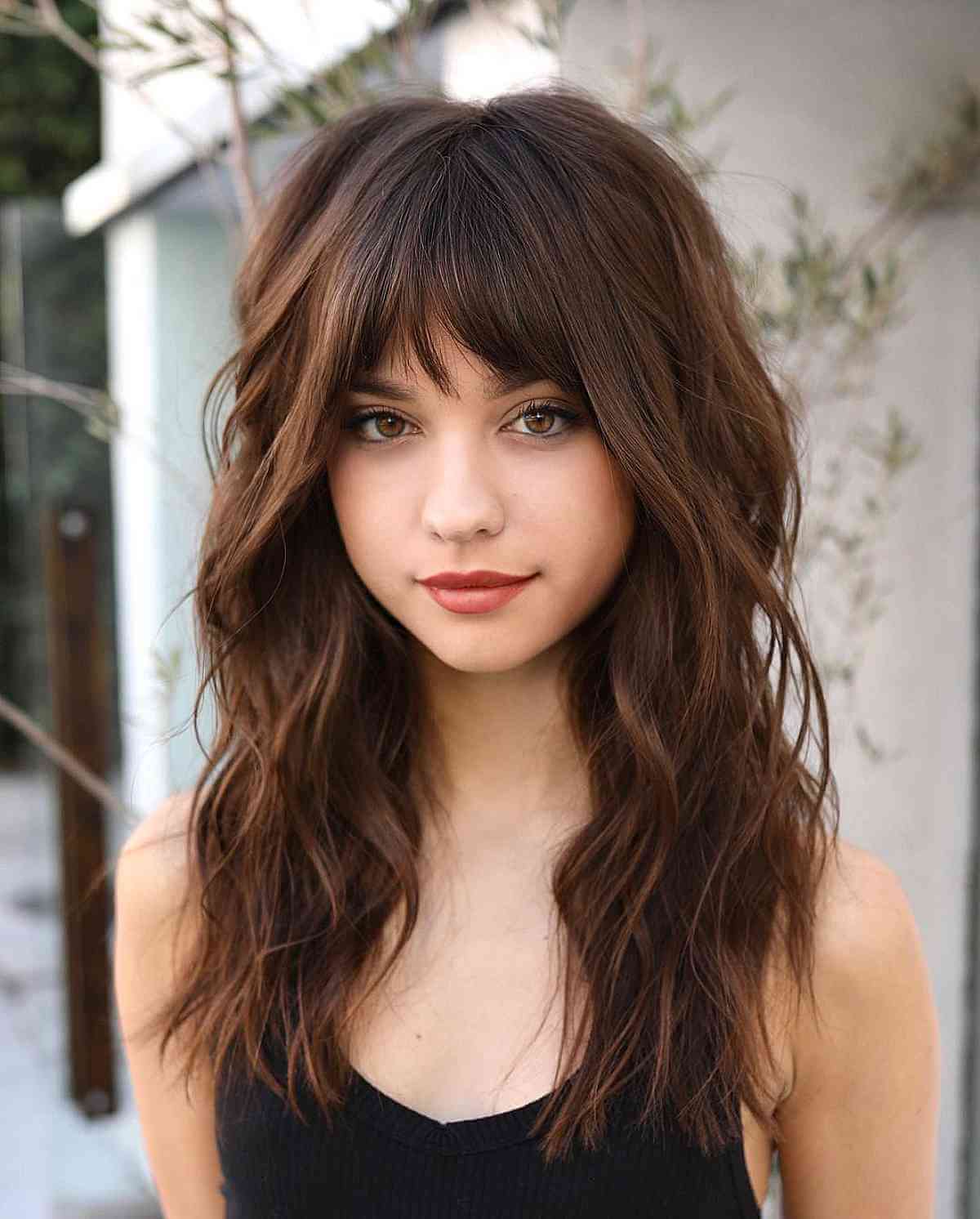 Stylish Mid-Length Layers and Bangs
