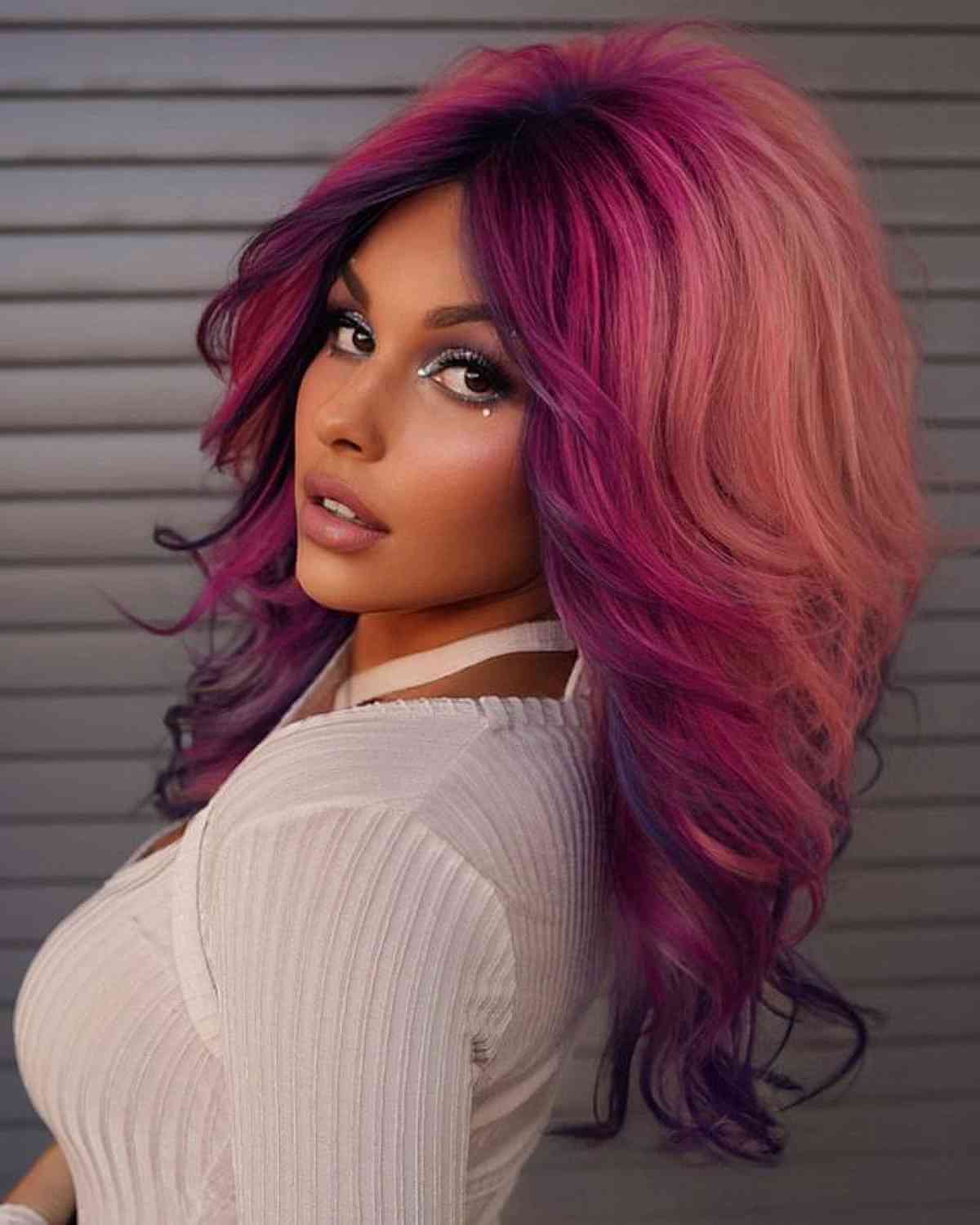 Beautiful Purple and Pink Balayage Hair Color Ideas