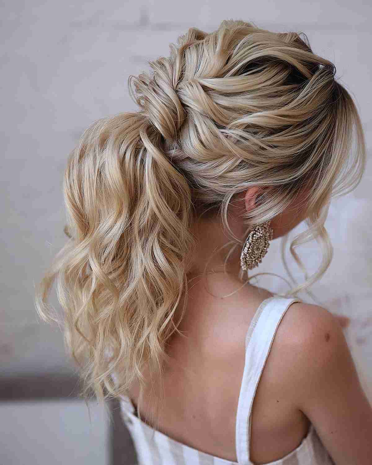 Beautifully Textured Blonde Updo for a Wedding