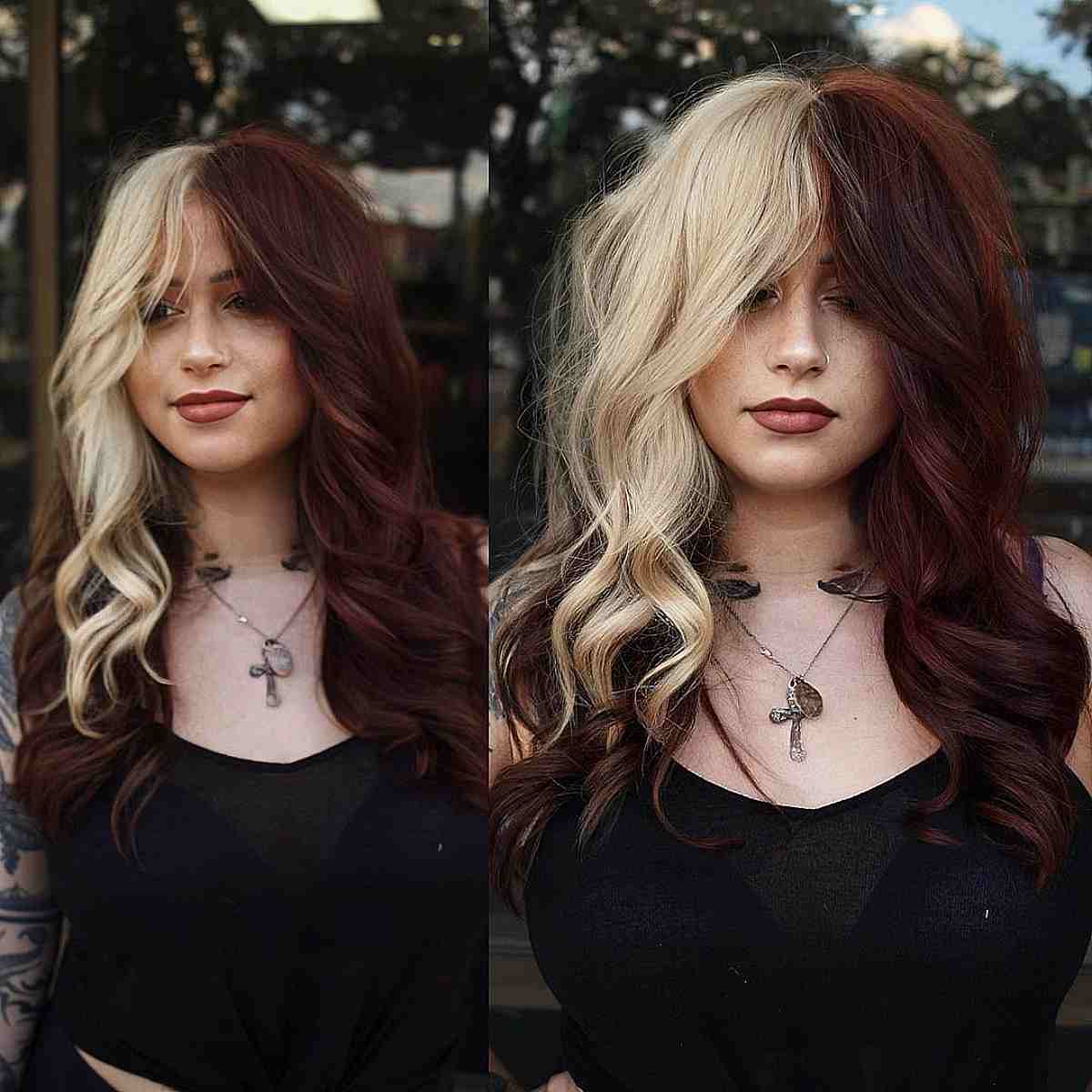 Two-Tone Blonde and Brown Hair Color Inspiration