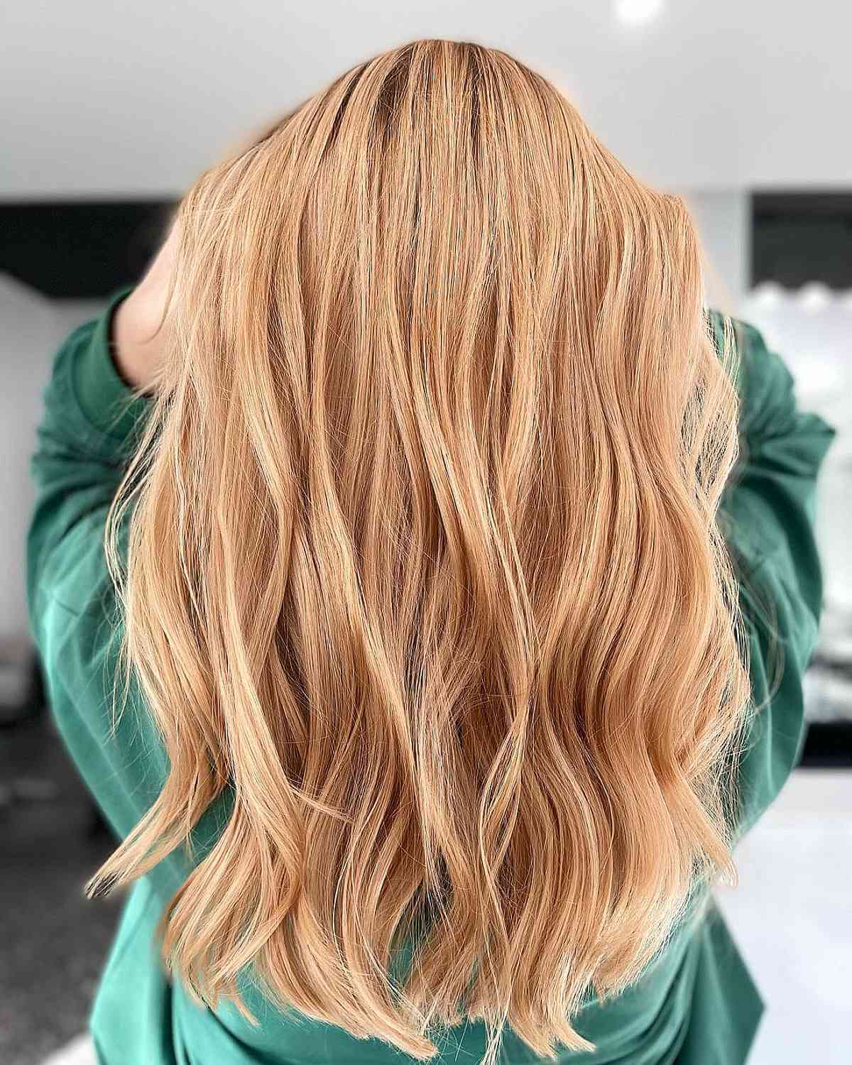 Blonde Hair Enhanced with Rose Gold