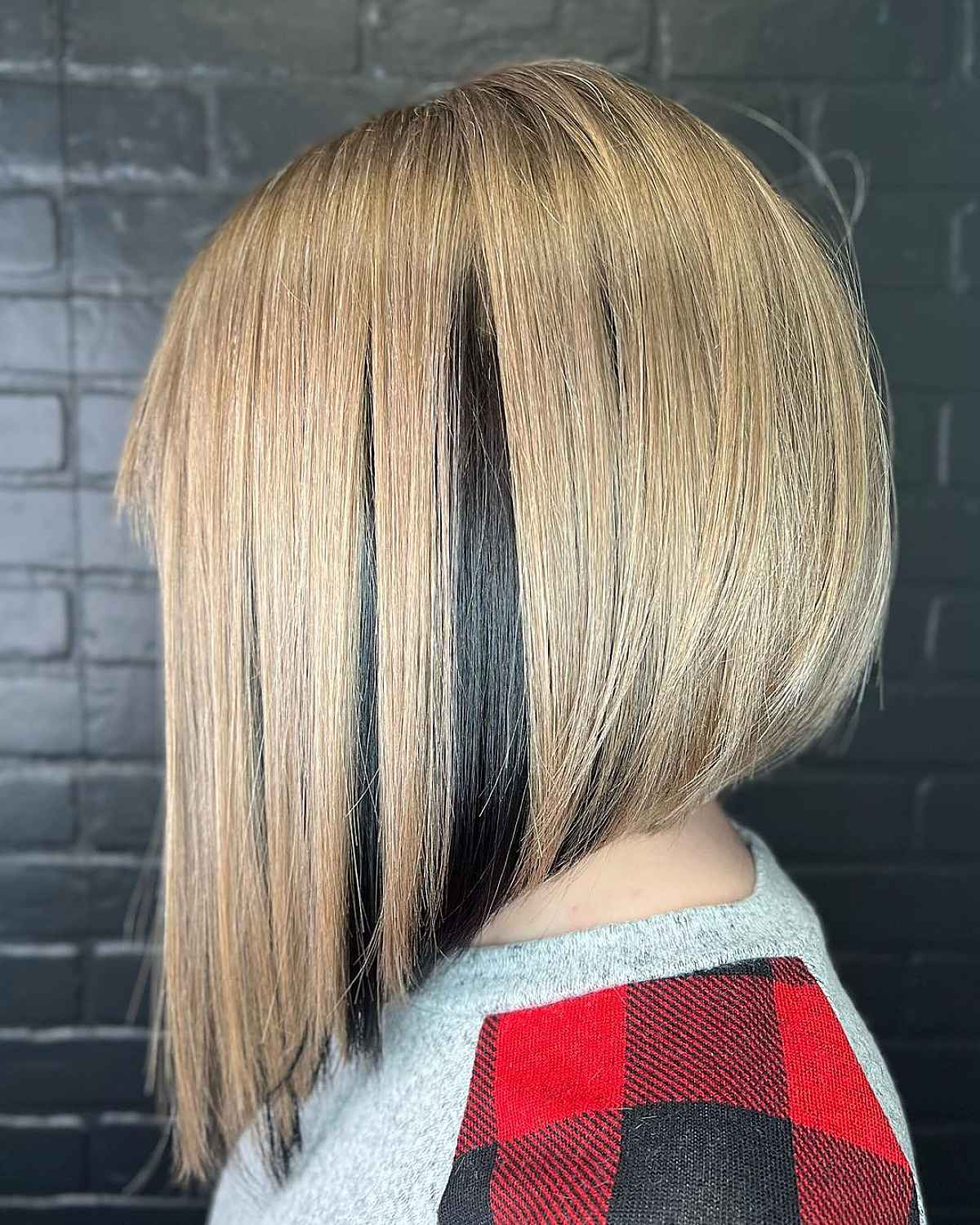 Blonde Lob with Dark Hair Beneath