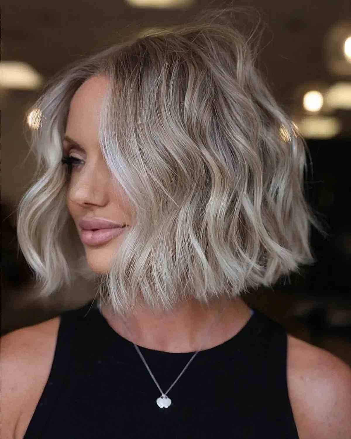 Blunt Neck-Length Cut with Effortless Beach Waves