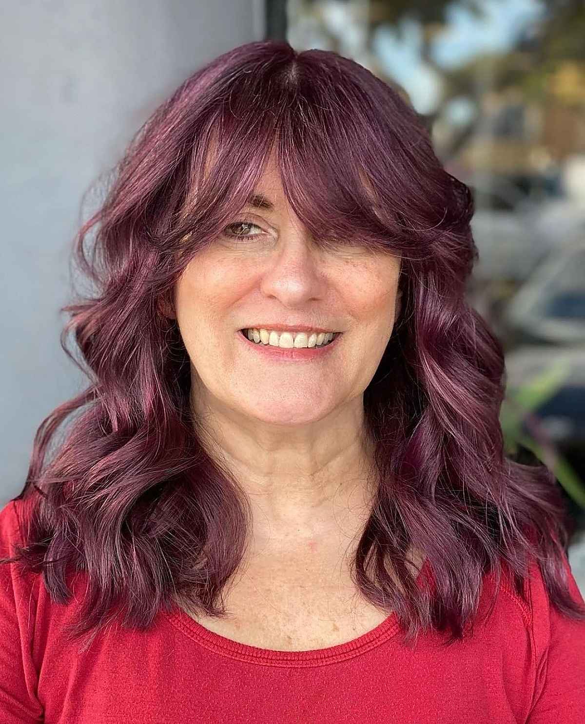 Bold burgundy hair color