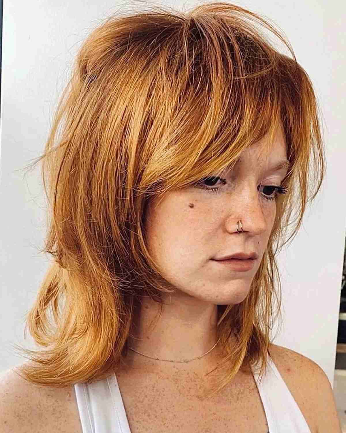 Mid-Length Bold Copper Wolf Cut