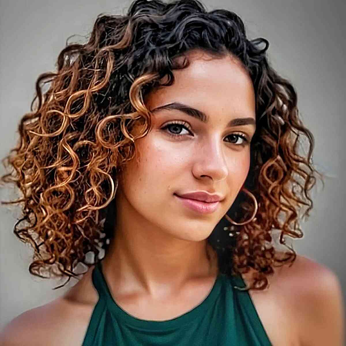 Bold Curly Balayage with High Contrast