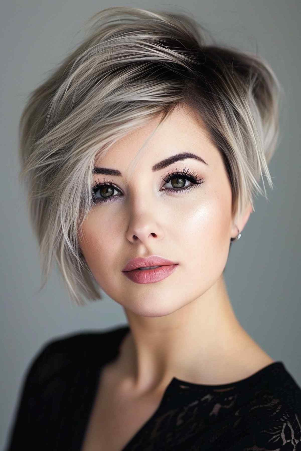 A bold pixie bob with an edgy side part