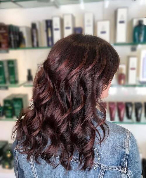 Bordeaux curly burgundy hairstyle