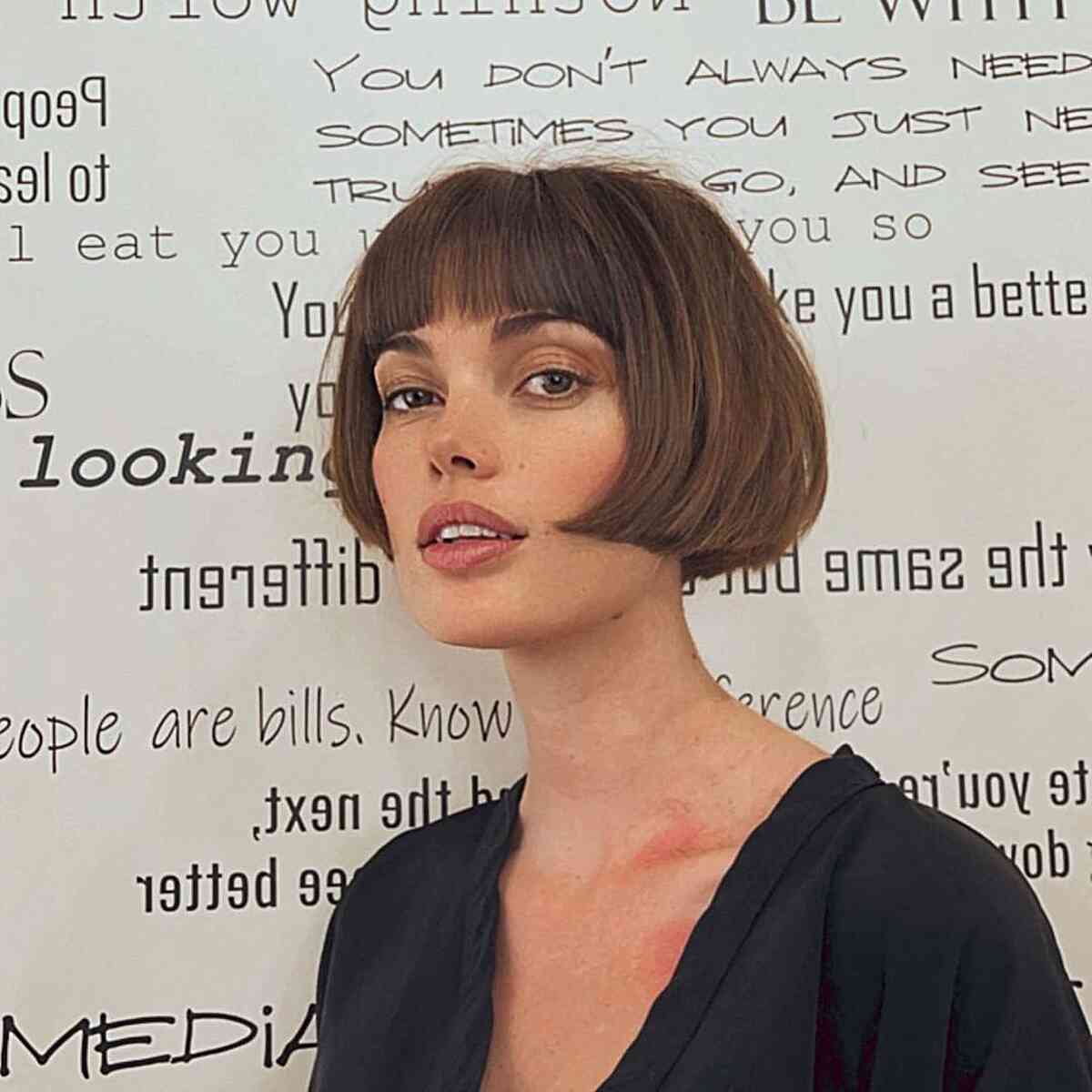 Jaw-Length Boyfriend Bob with Sleek Straight Bangs