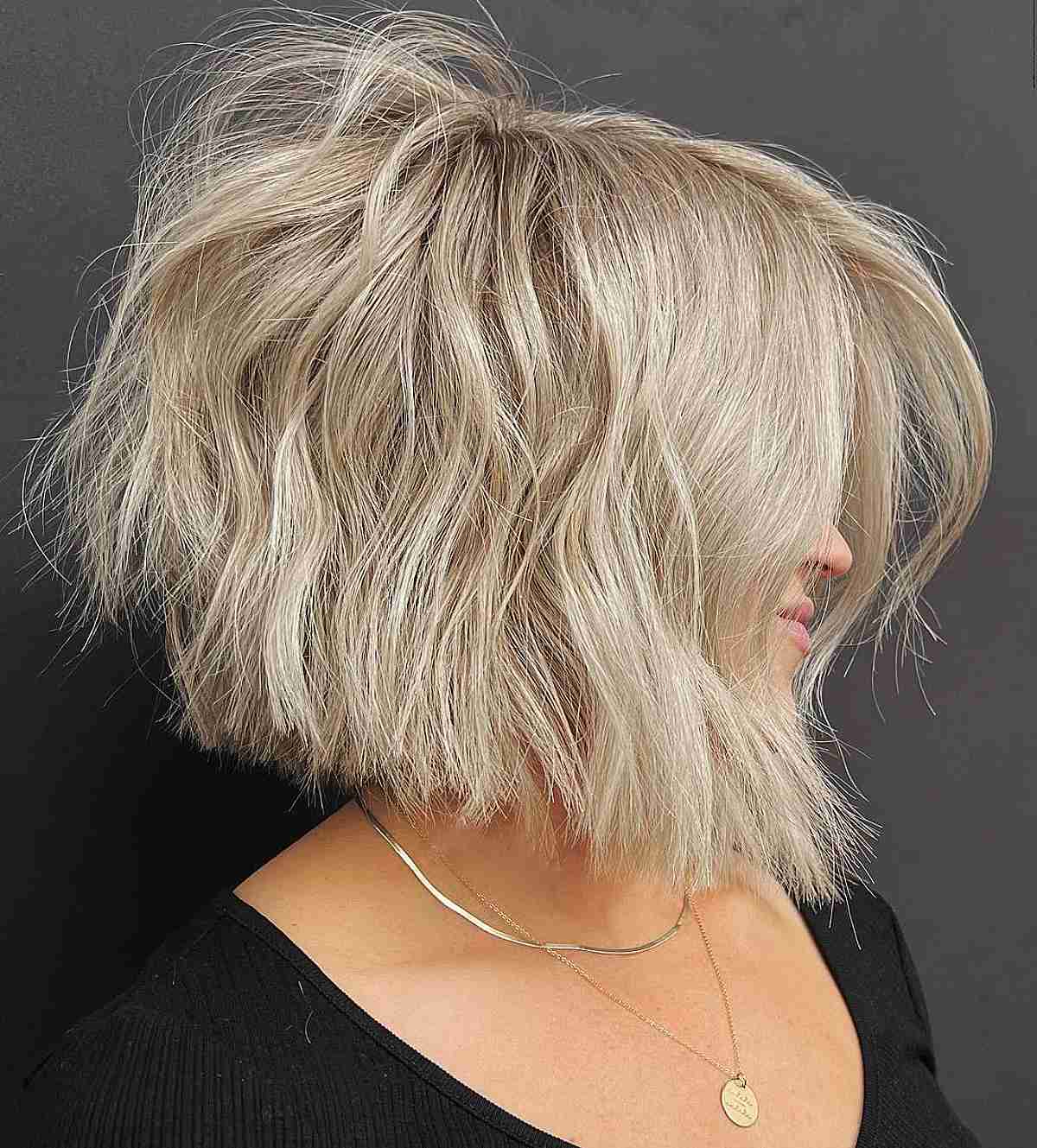 Bright Blonde Hair Color for Short Blunt Shag Cut