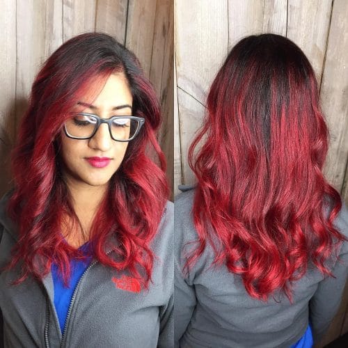 Striking Red Balayage hairstyle