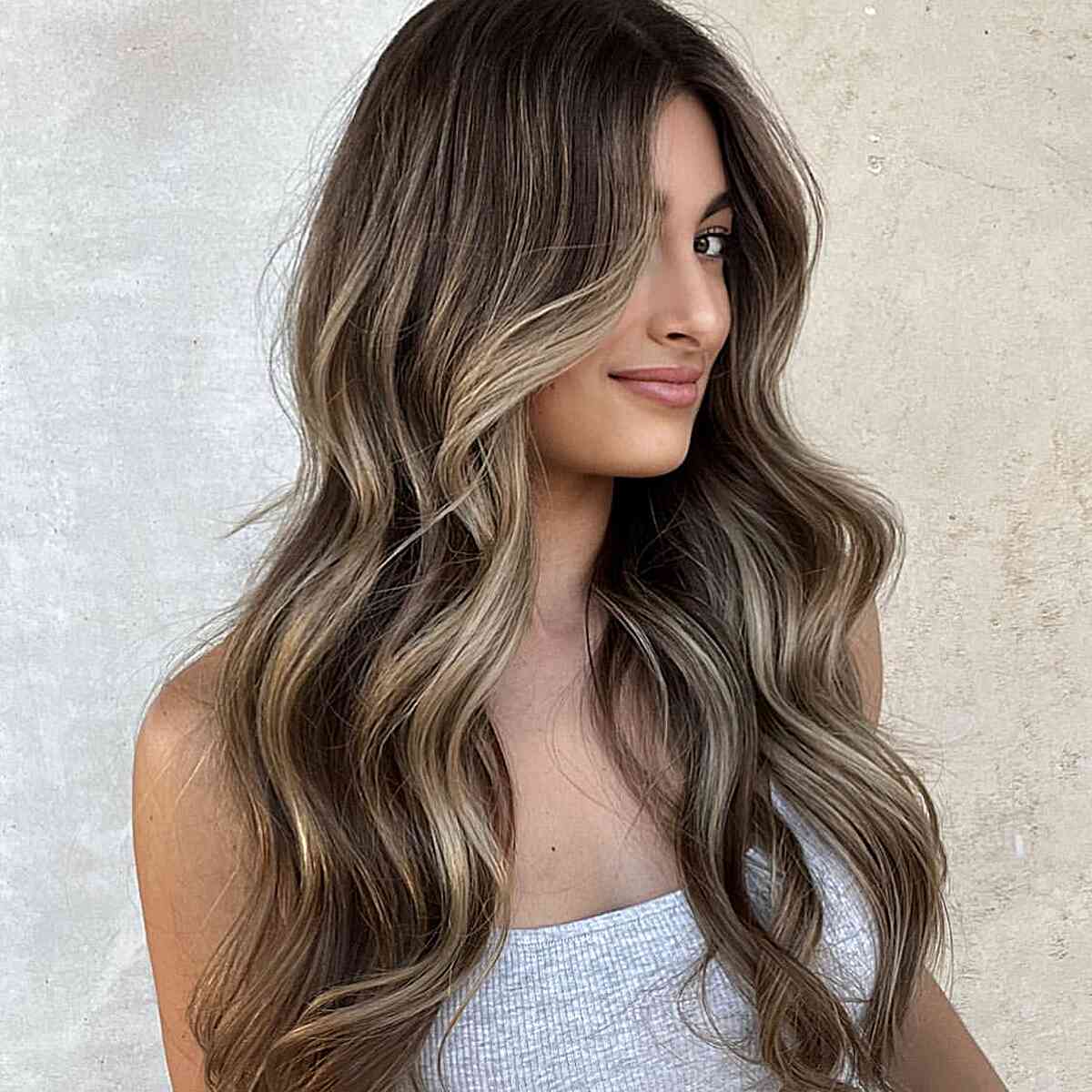 Bronde Balayage with Autumn Hues on Dark Hair