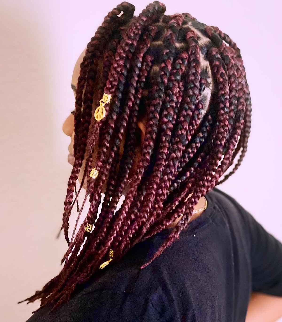Mid-length Burgundy Box Braids