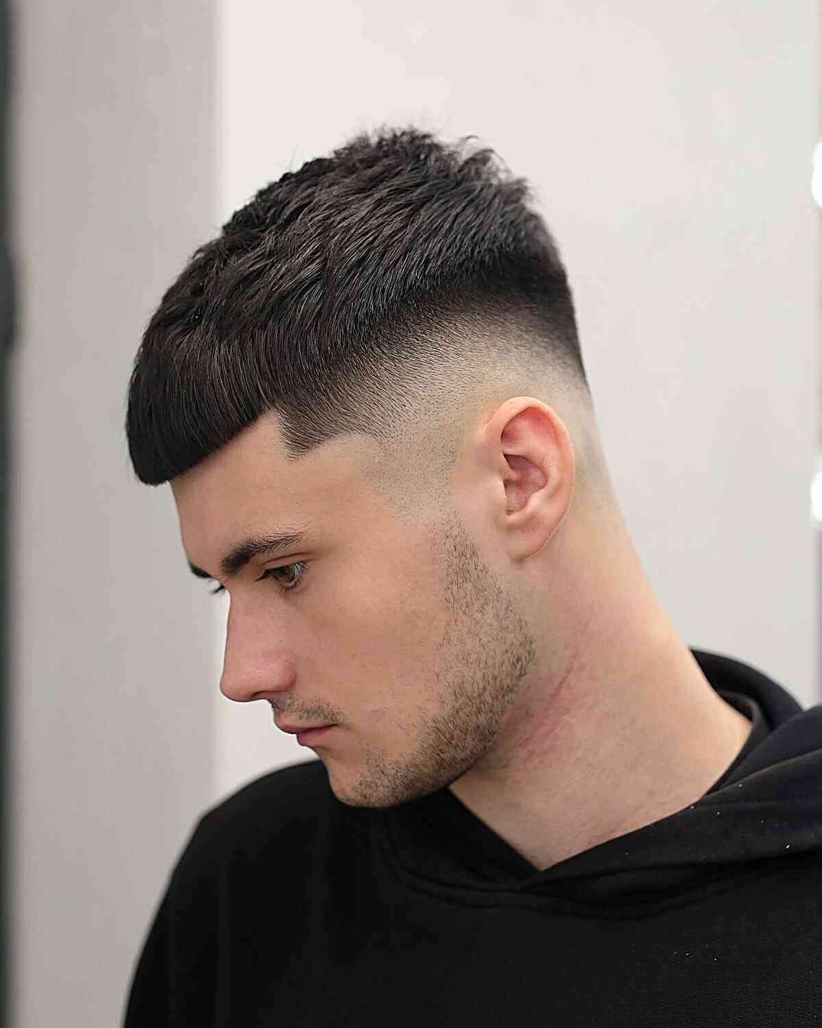 Caesar Style with a High Fade for Men 