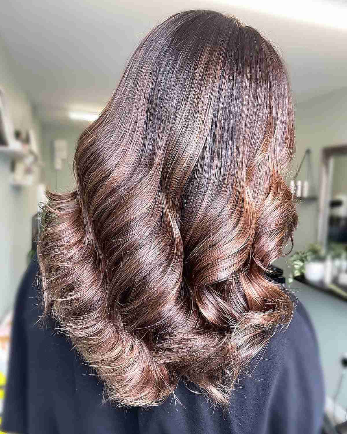 Cappuccino Balayage Strands on Dark Brown Hair