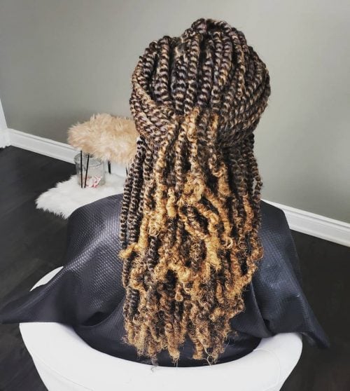 cascading thick twist braids