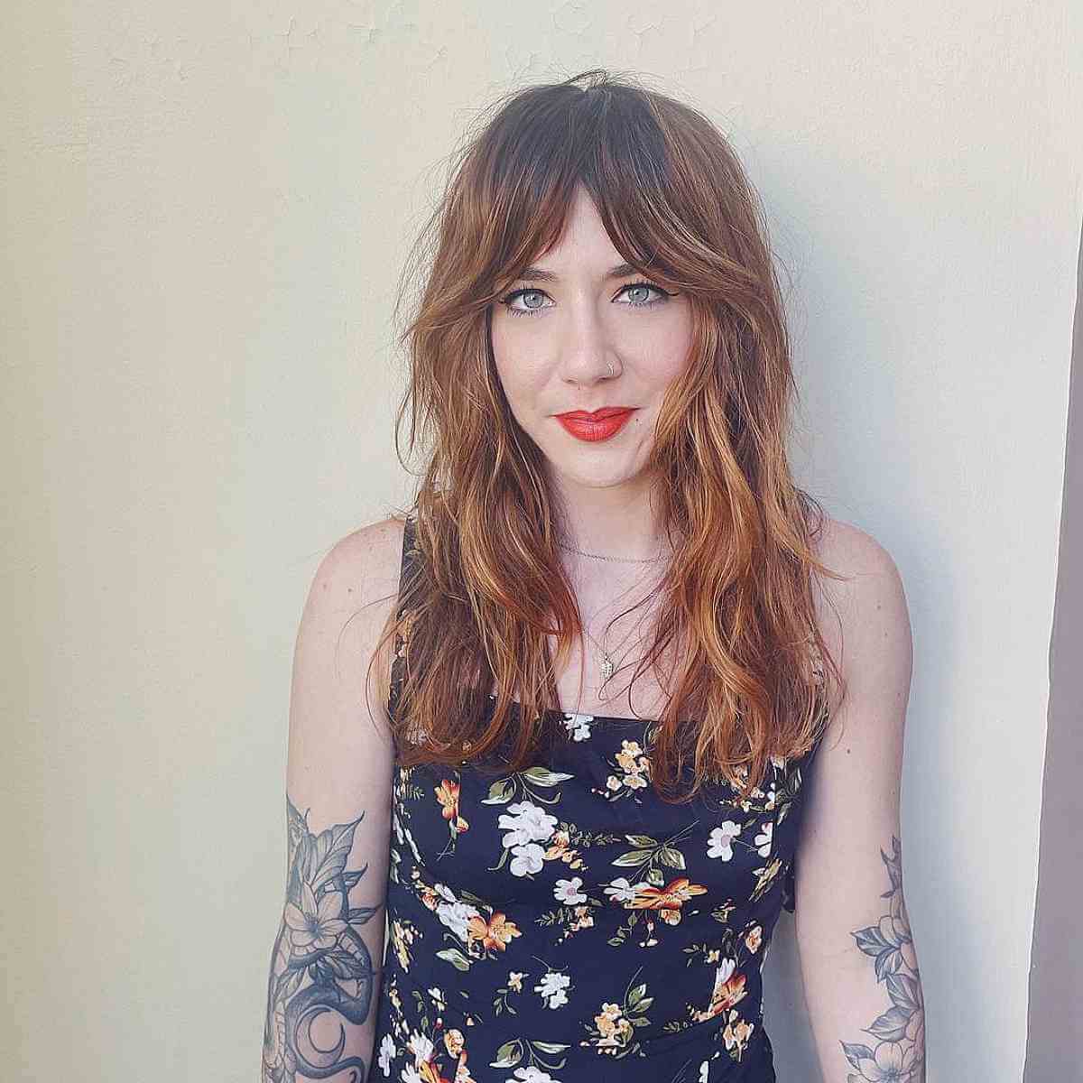 Casual Layered Shag with Bottleneck Curtain Bangs