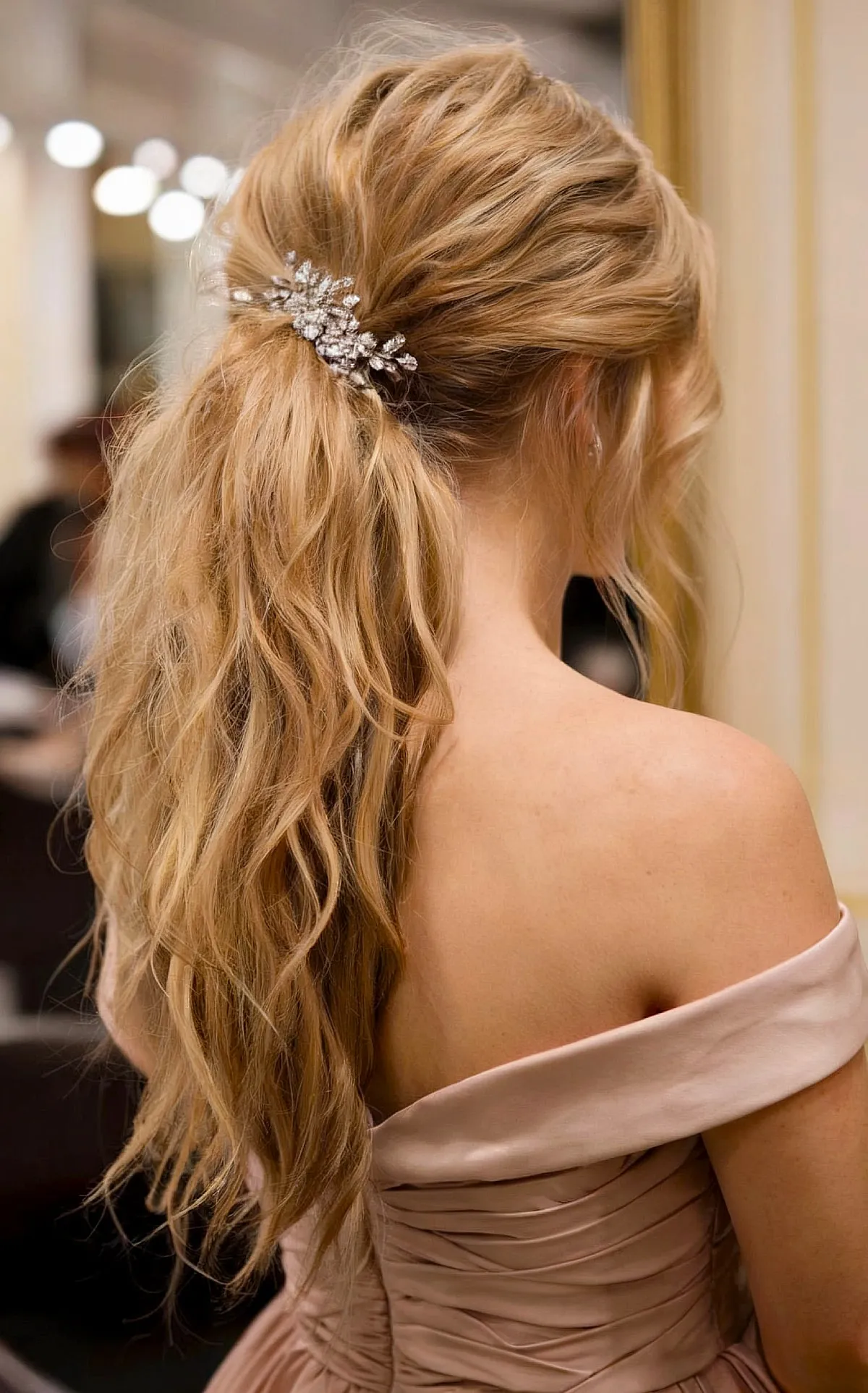 Long Ponytail with Messy Waves