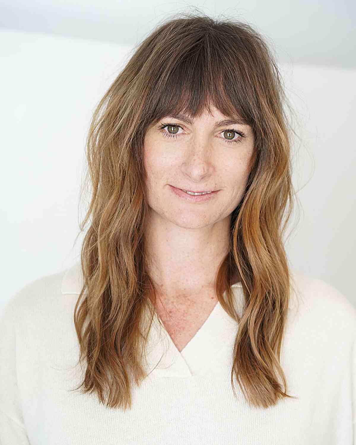 Casual Medium Hair for a Sharp Jawline