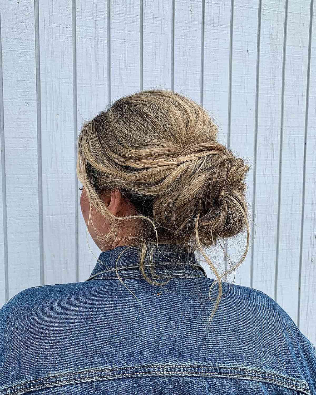 Relaxed Messy Blonde Low Bun