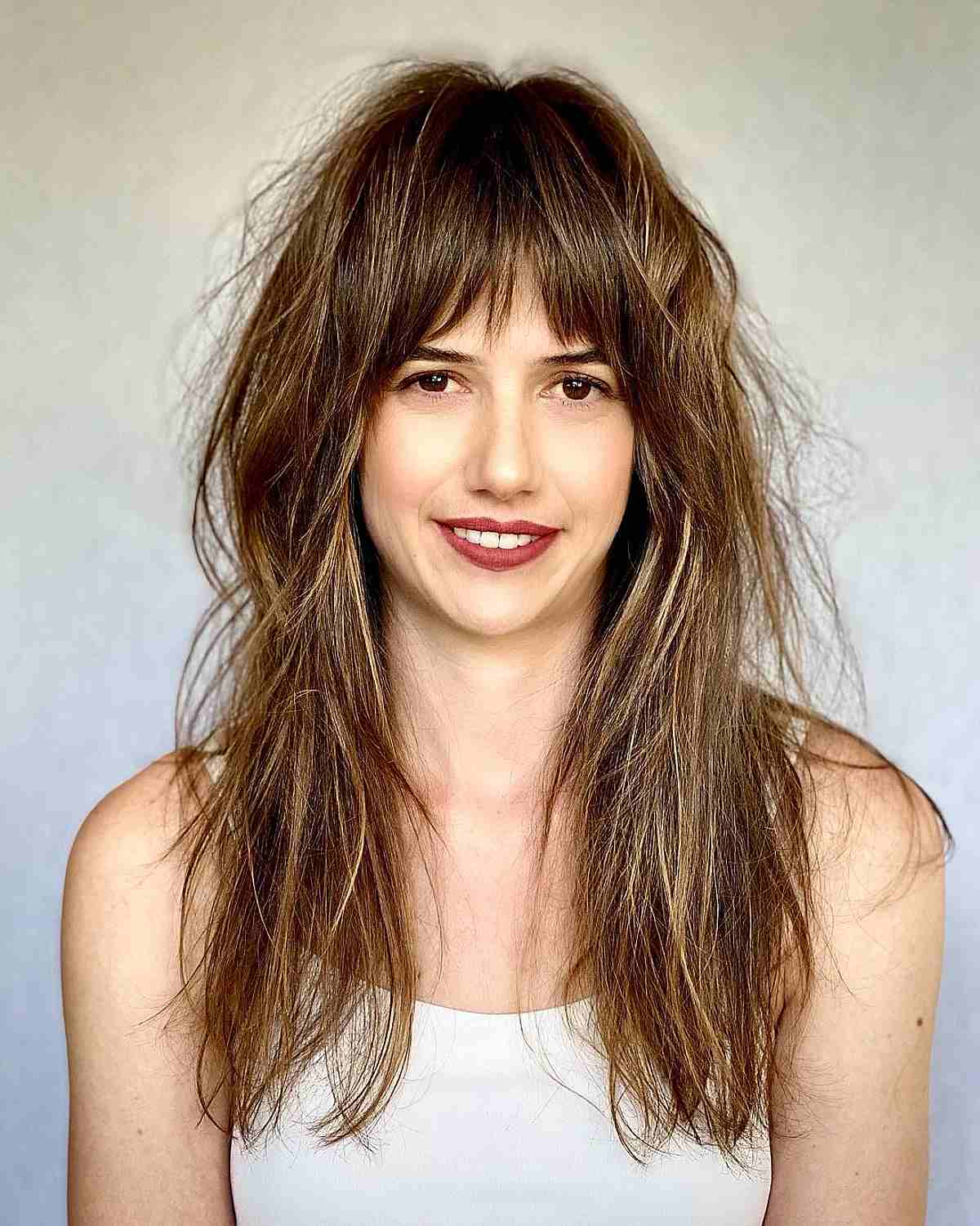 Long Casual Shaggy Hair with Bangs