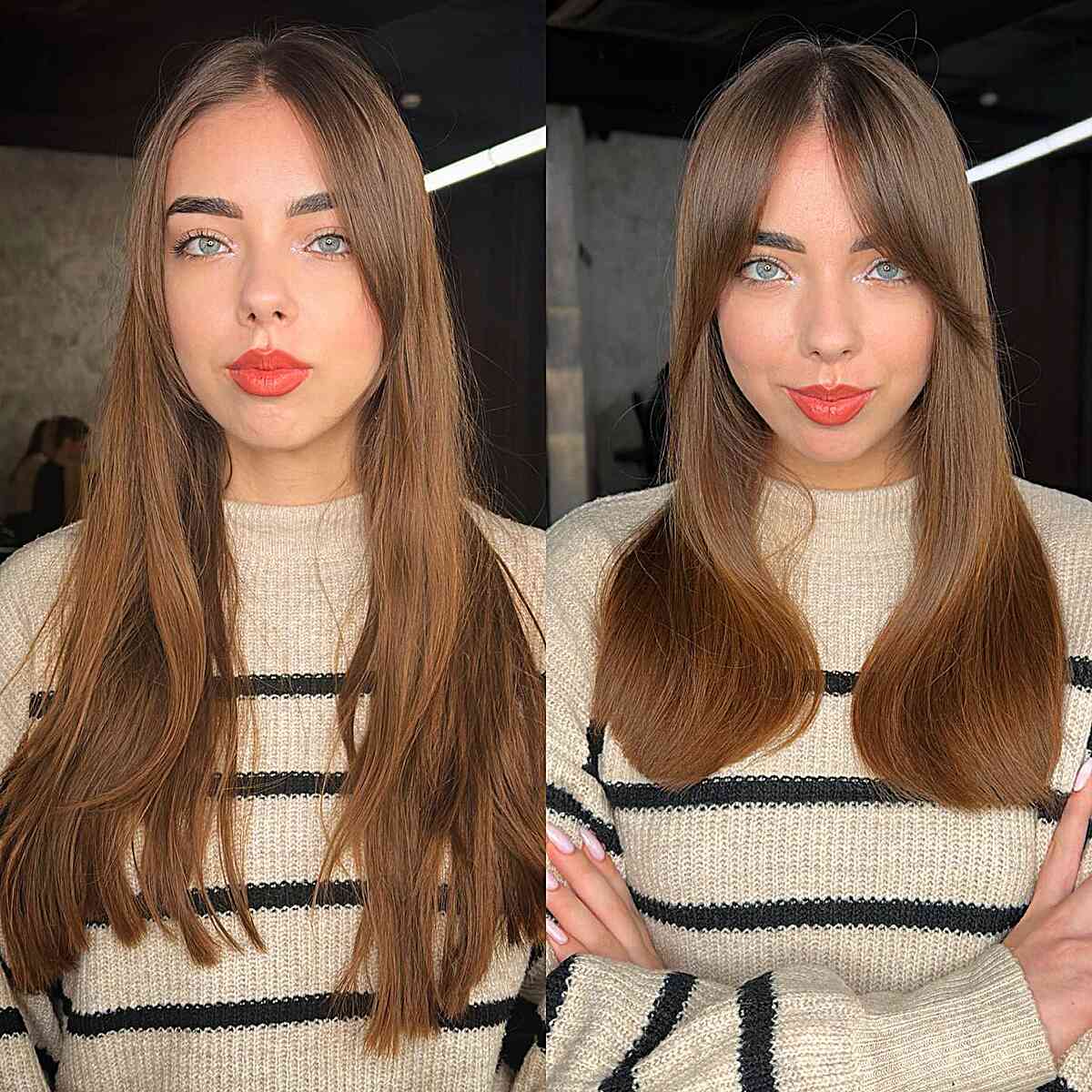 Center-Parted Bangs for Straight Hair