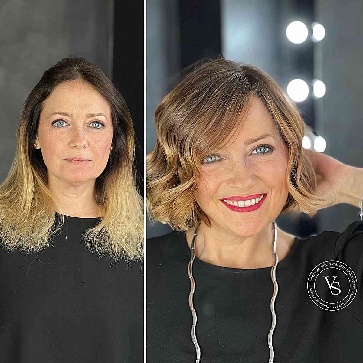 Charming Above-the-Shoulder Short Bob for Mature Women