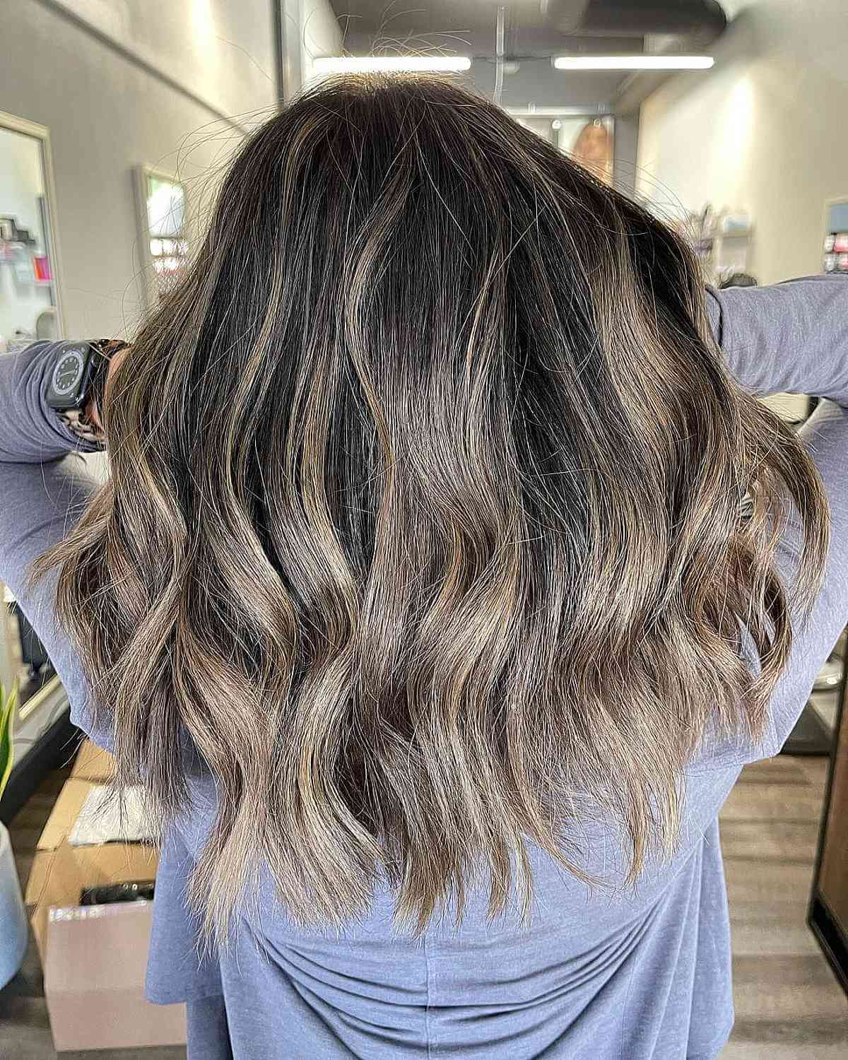 Charming Ash Blonde Partial Balayage Ombre