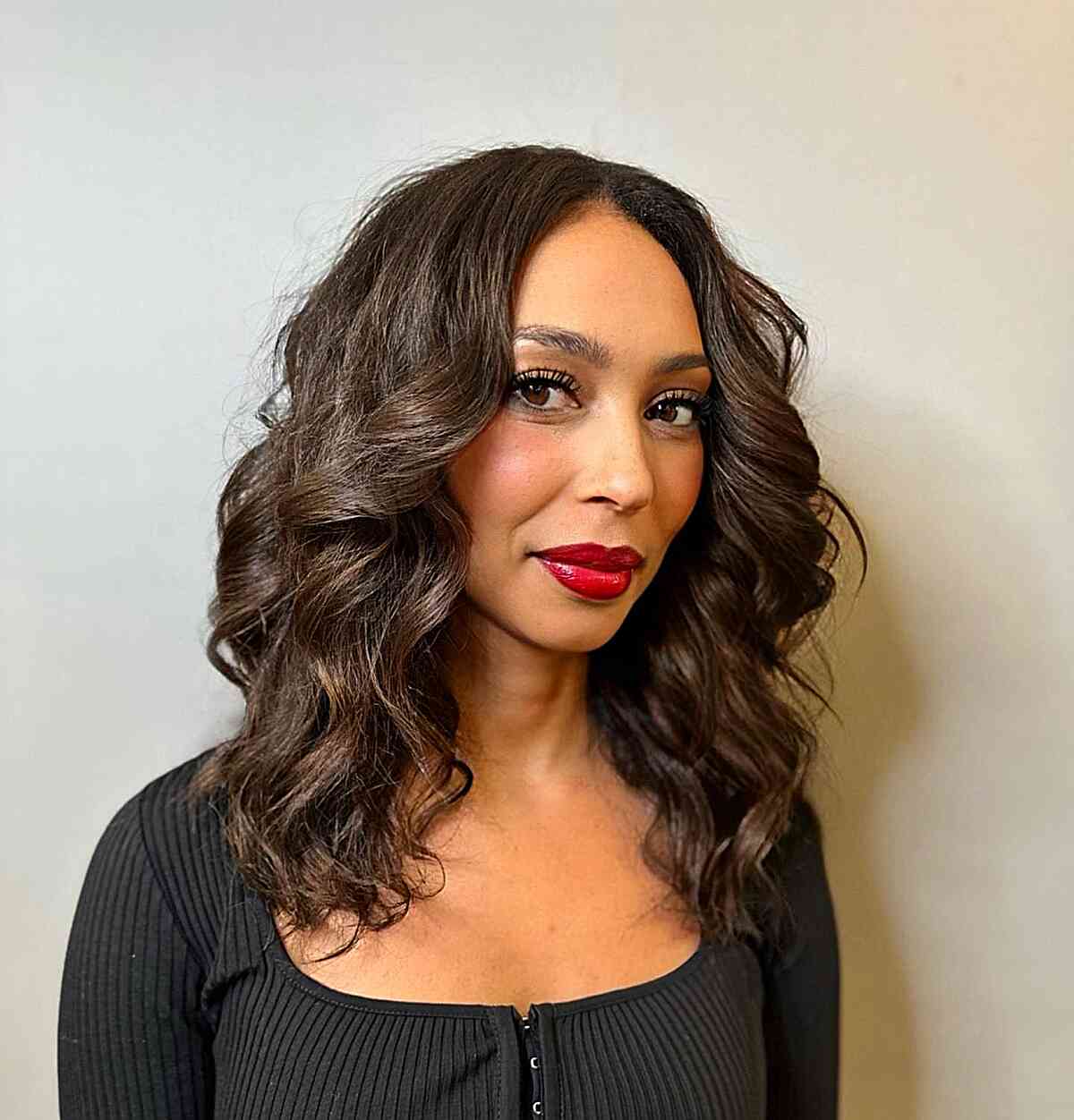 Charming barrel curls for shoulder length hair