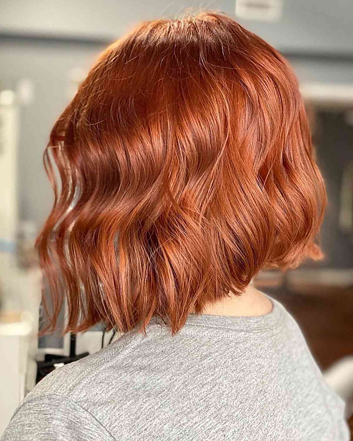 Charming Copper Layered Bob for Short Thick Hair