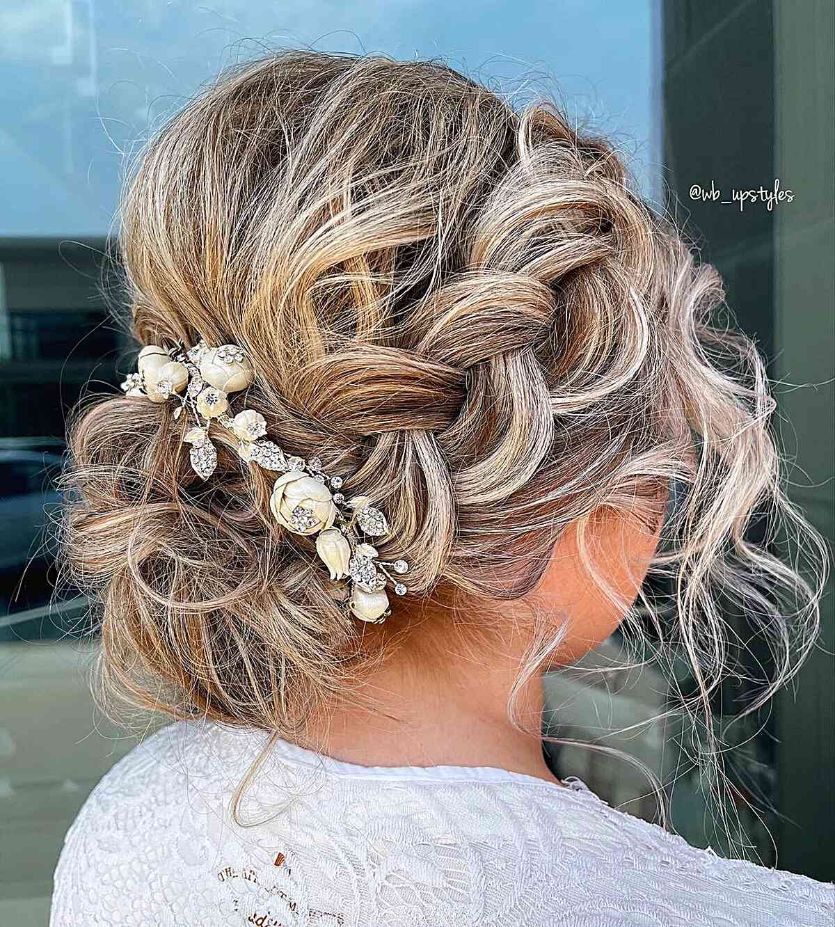 Charming Loose Side Braid Updo for Short Hair