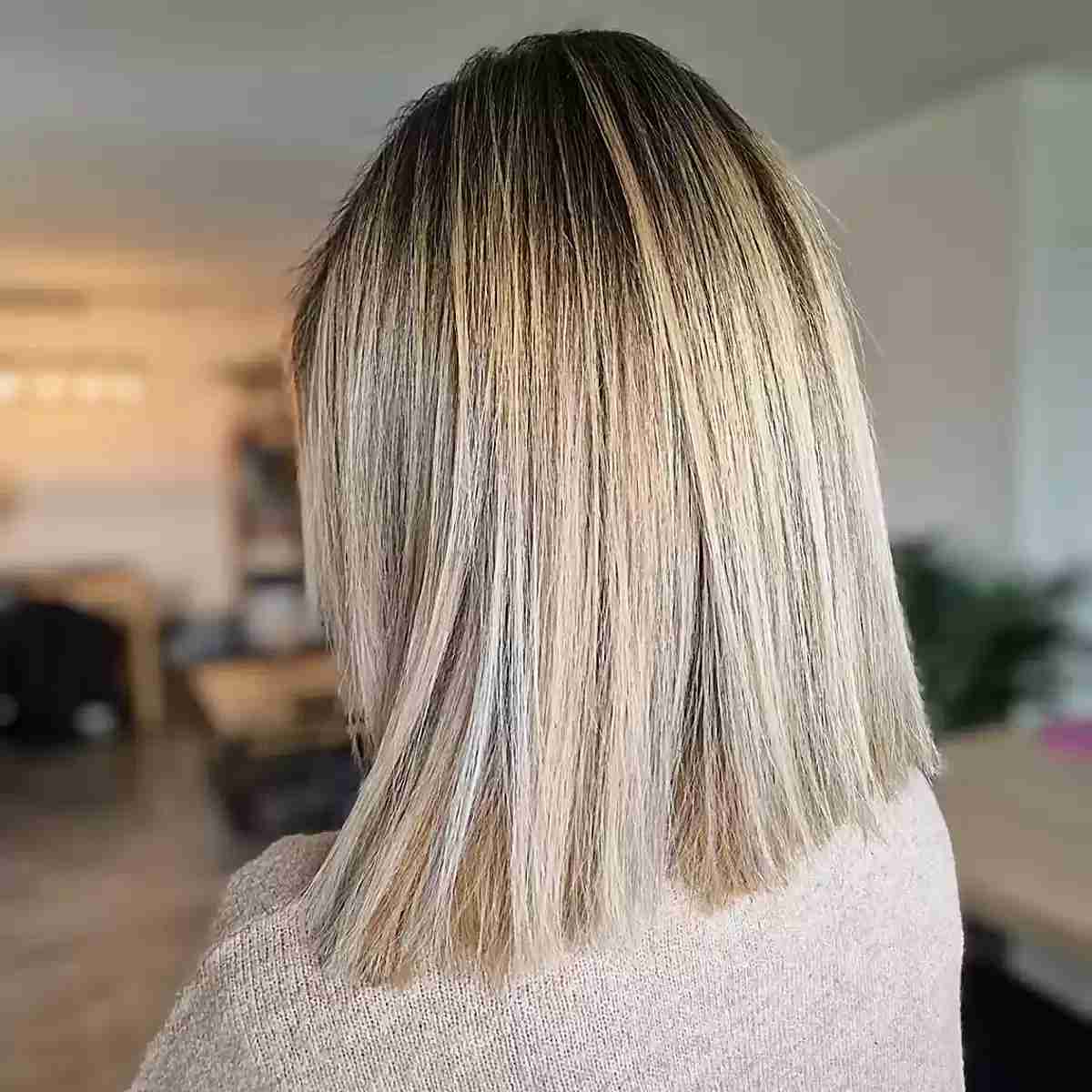 Charming straight shoulder length ombre bob