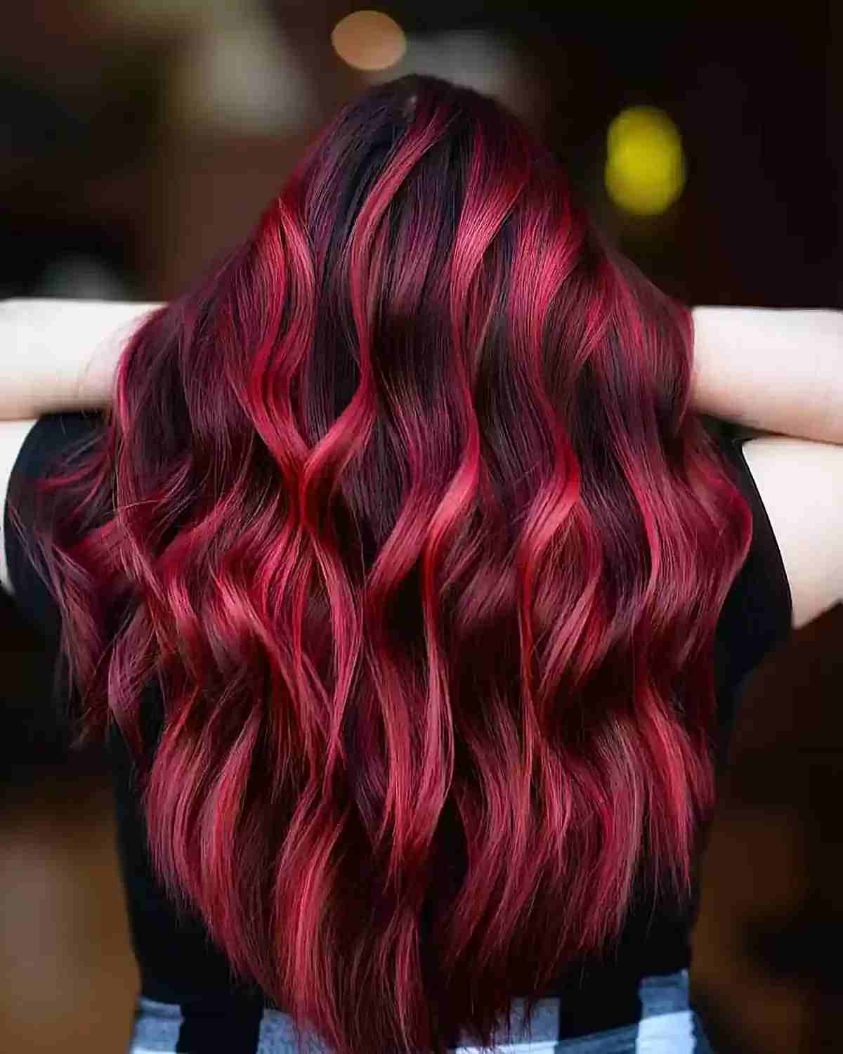 Charming Red Highlights for dark hair