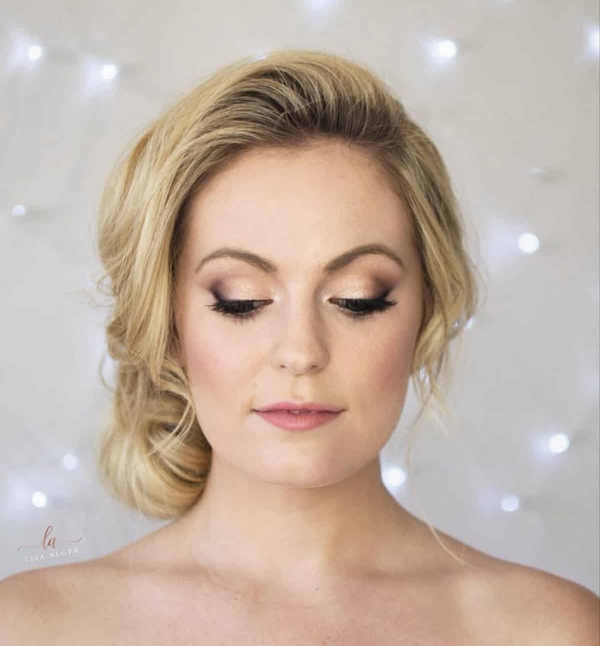 Charming Side Bun Wedding Hairstyle for Bridesmaids