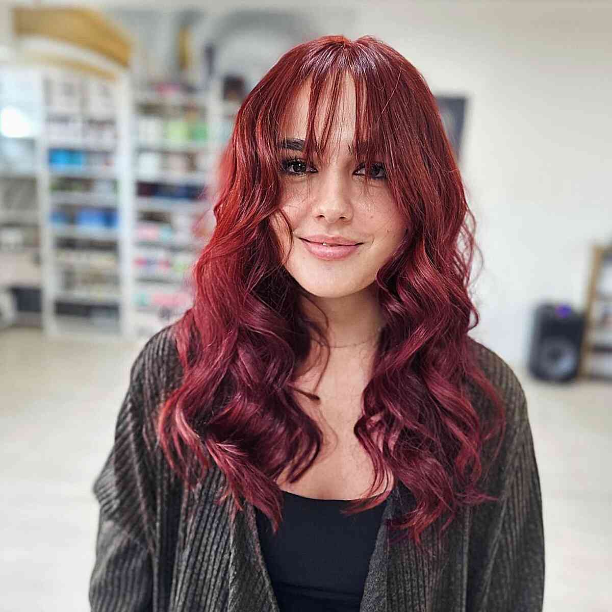 Cherry Cola Long Locks with Fringe