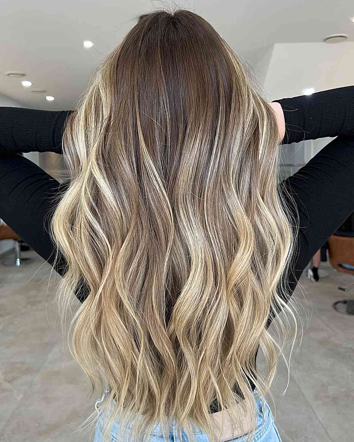 Chestnut Brown Hair Enhanced with Sandy Blonde Highlights