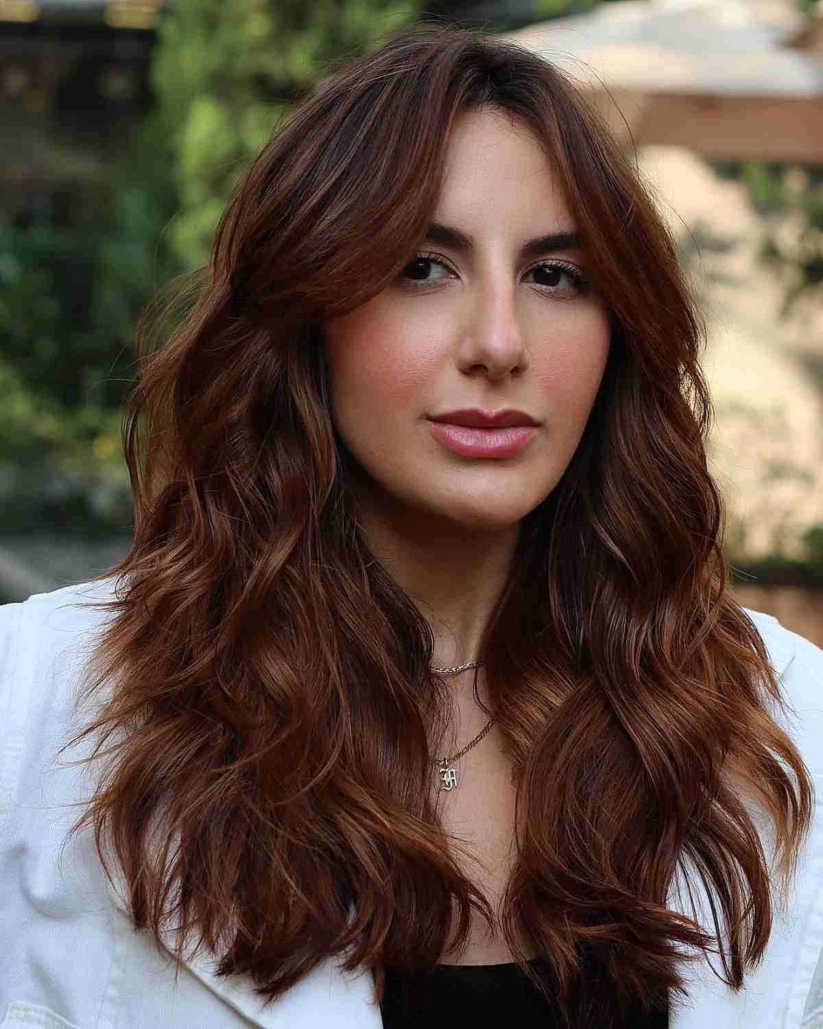 Medium Chestnut Thick Hairstyle for Square Faces