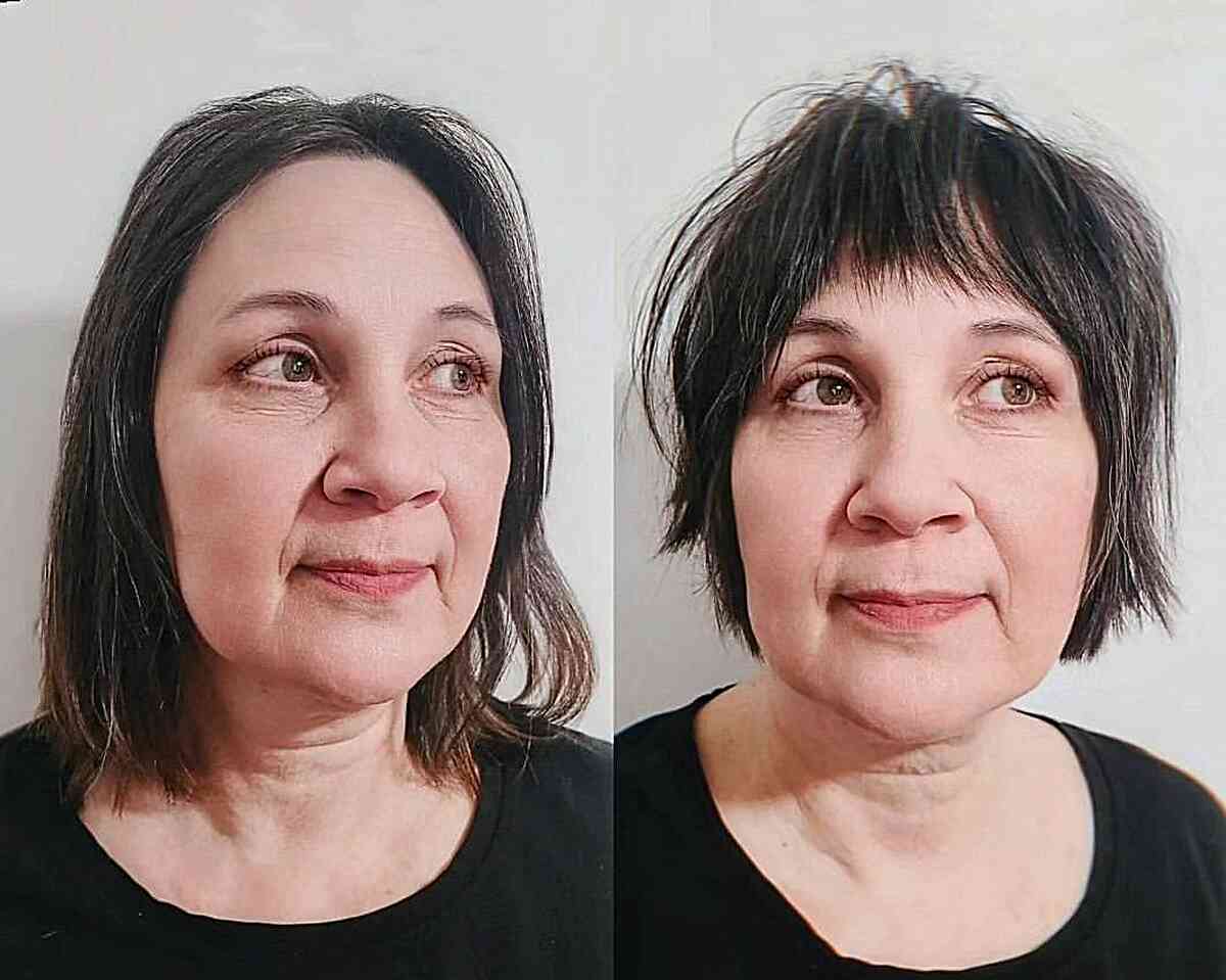 Chic and Textured Bixie Cut for older women with fine hair