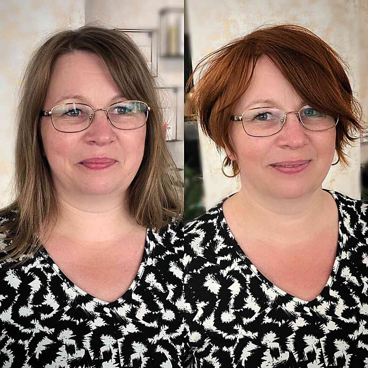 Chic Auburn Bob Transformation for Women Over 40