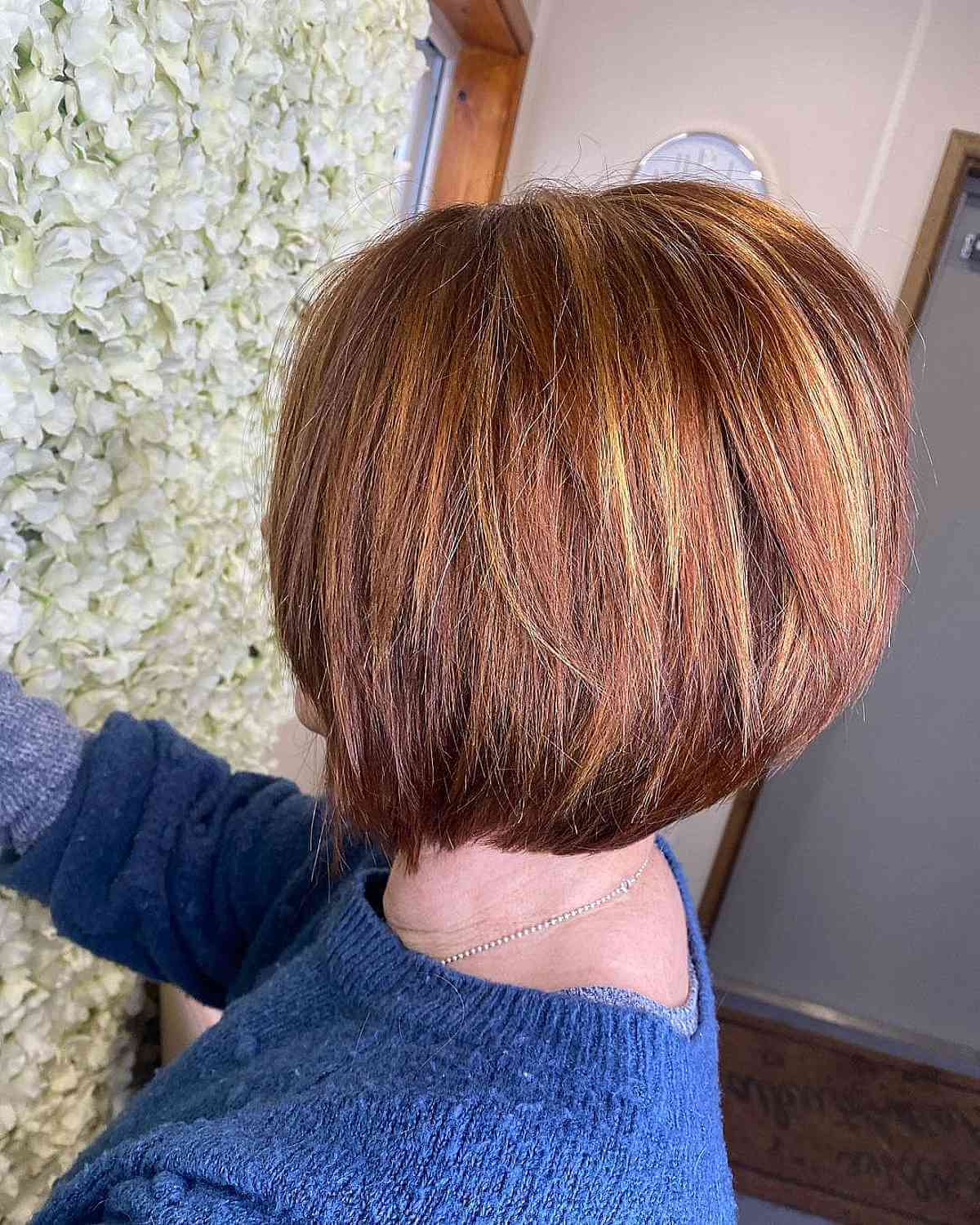 Chic Auburn Bob with Blonde Accents
