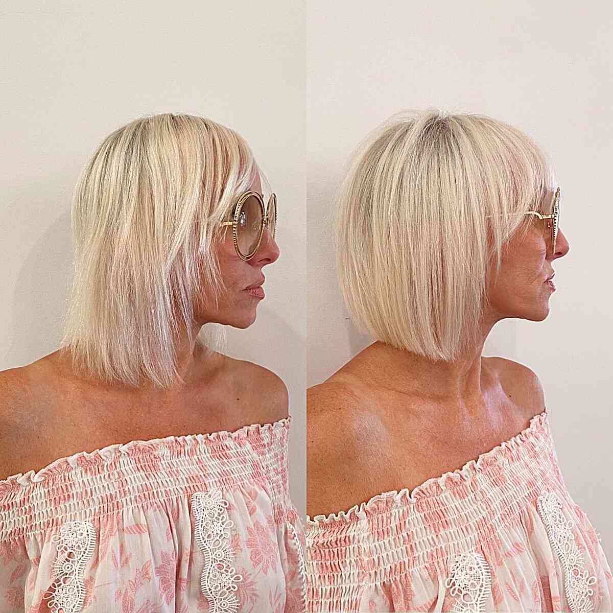 Stylish Short Blunt Barbie Blonde Bob for women over 40