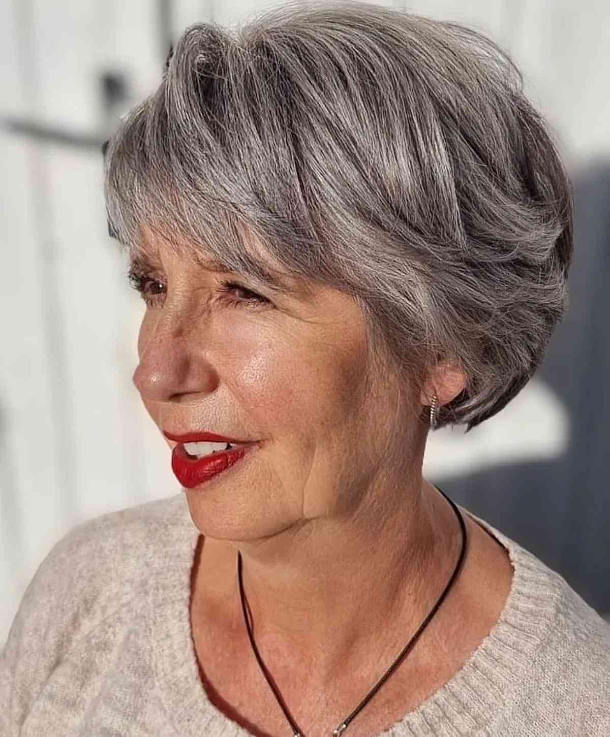 Chic Bixie with Bangs for Women Over 70